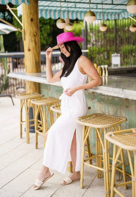 The Two-Toned Hat Fuchsia & Natural