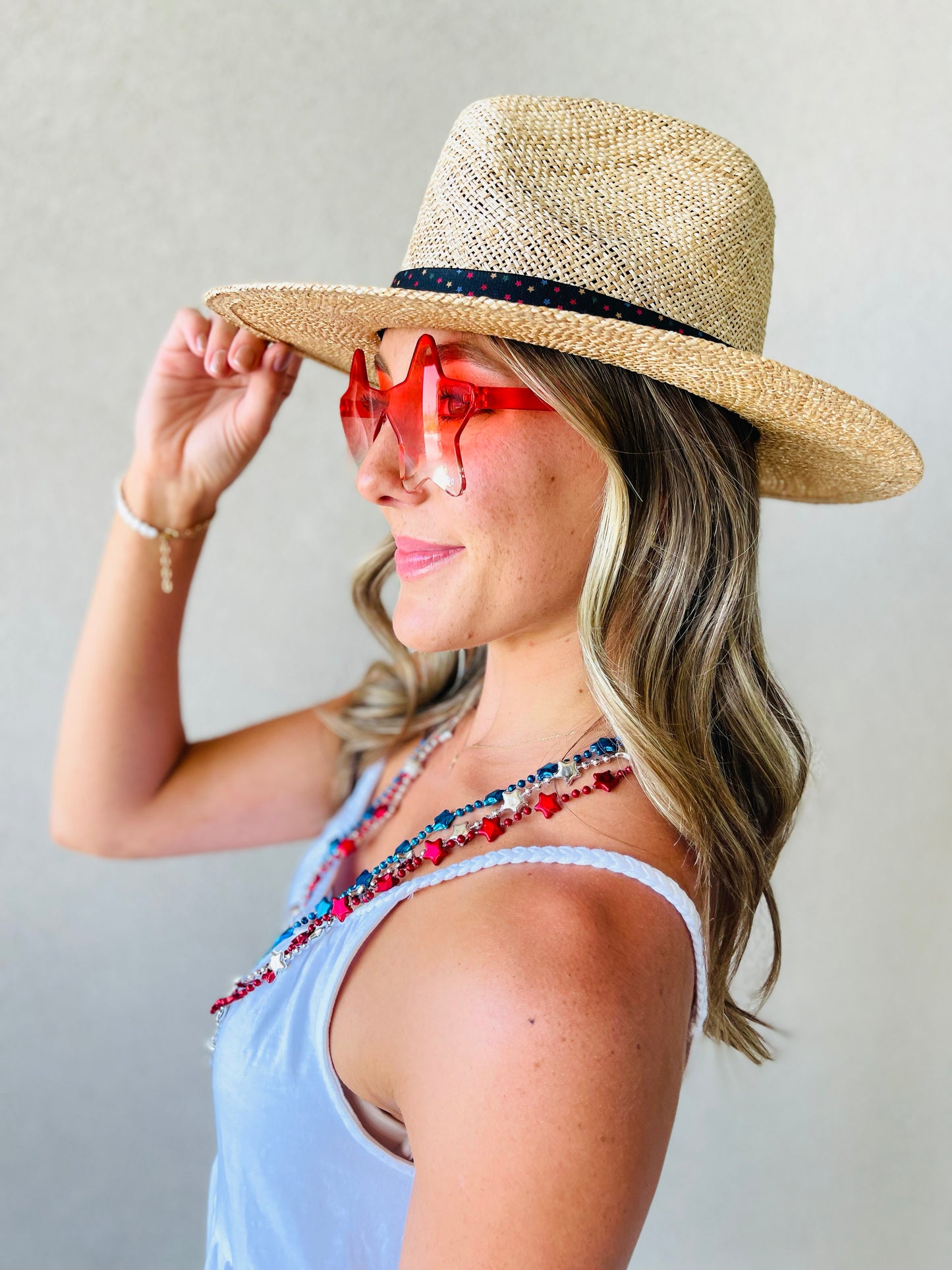 star confetti reversible elastic hat band lifestyle
