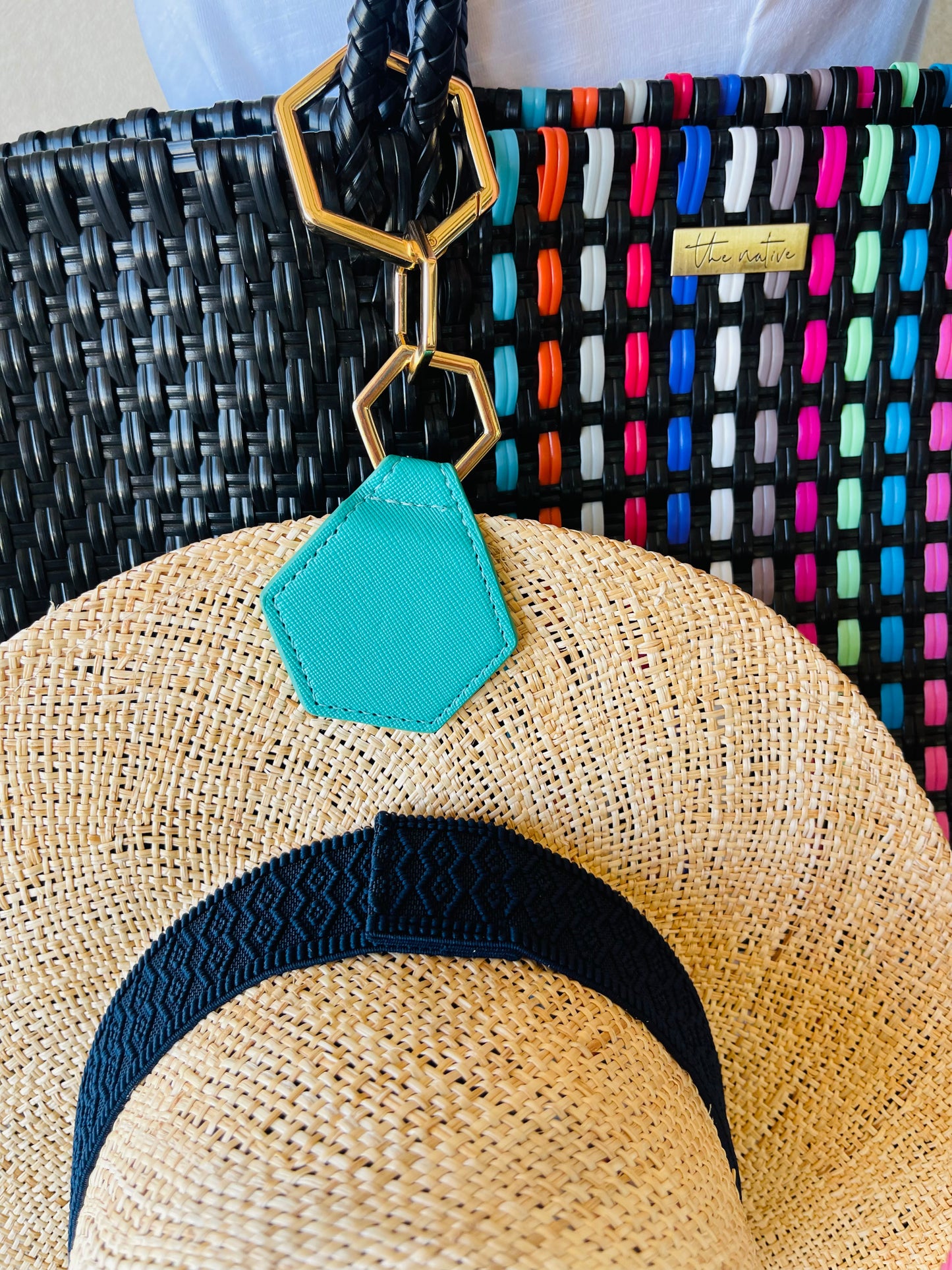 hat attach turquoise with playa tote