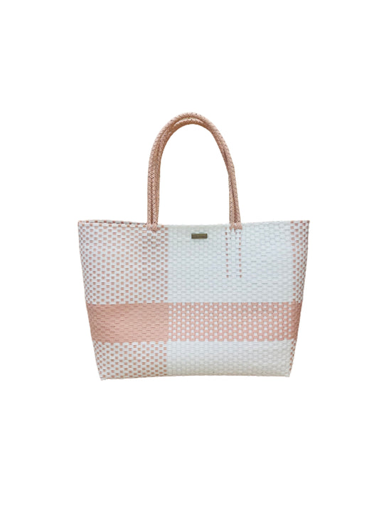 playa tote large pink and white