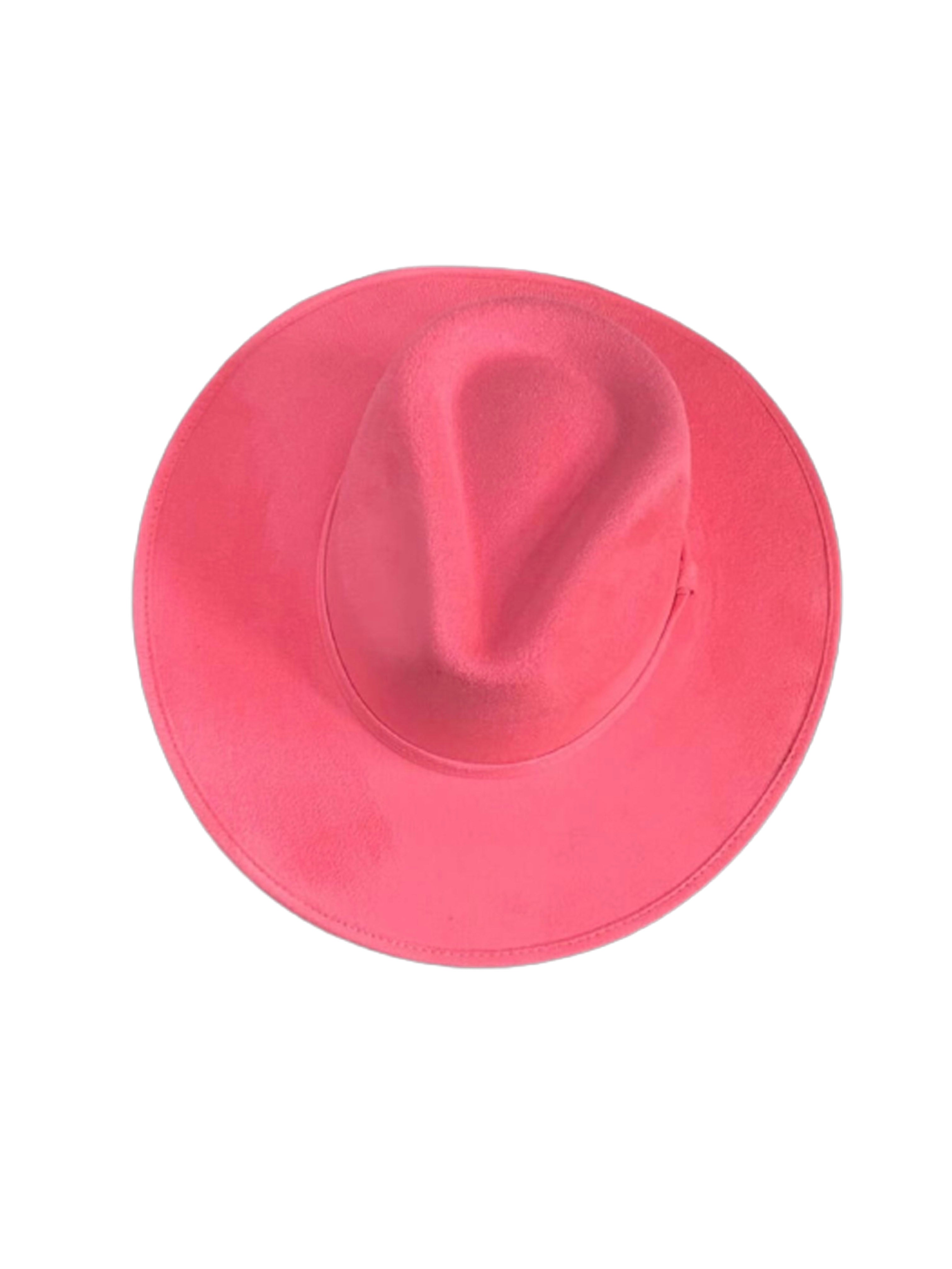 suede fedora hat hot pink