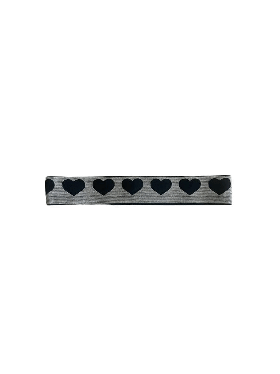 elastic hat band 1.5 inch reversible black and gold hearts