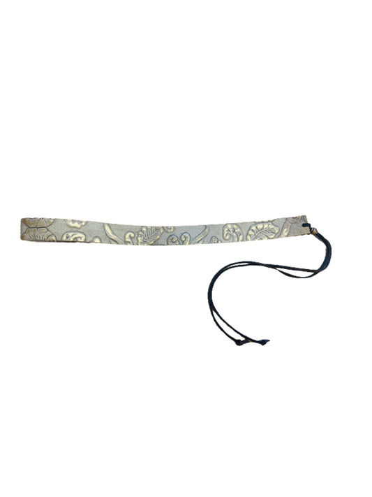 boho leather hat band oyster paisley