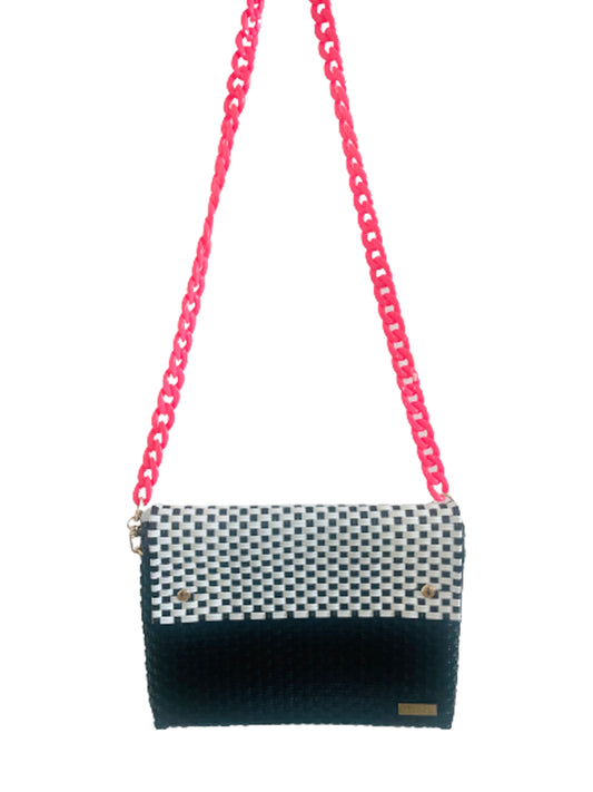 native crossbody black white and hot pink