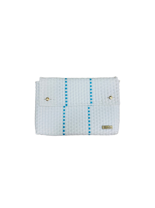 playa clutch white + turquoise