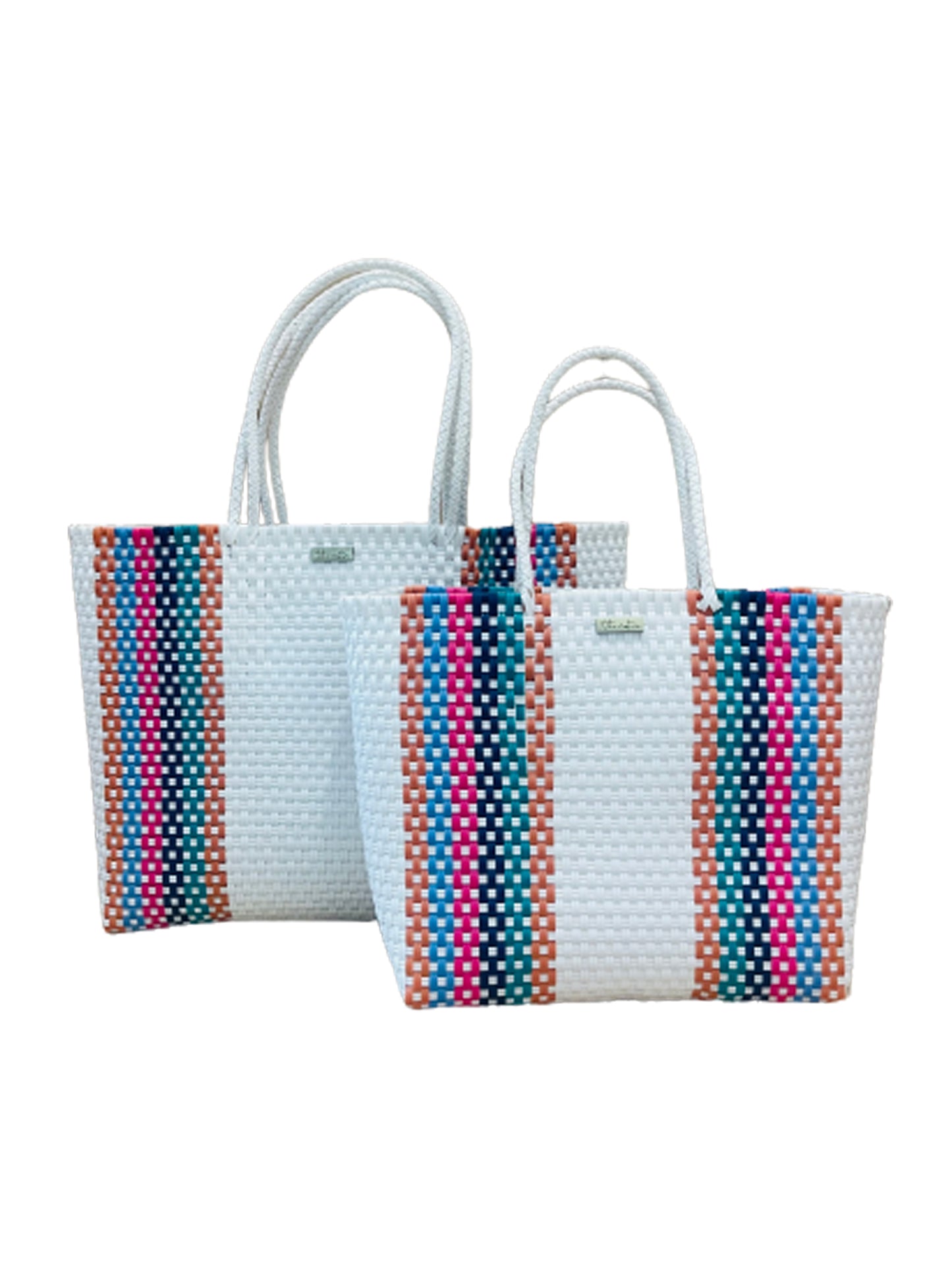 playa tote large and small colorful white