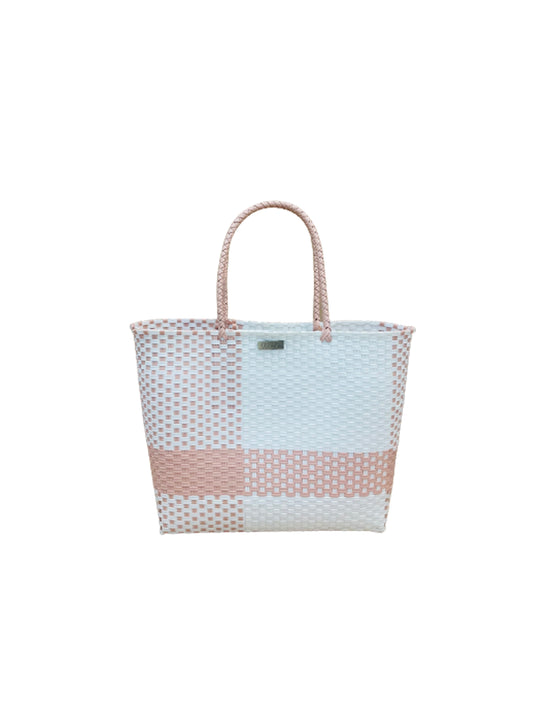 playa tote small pink and white