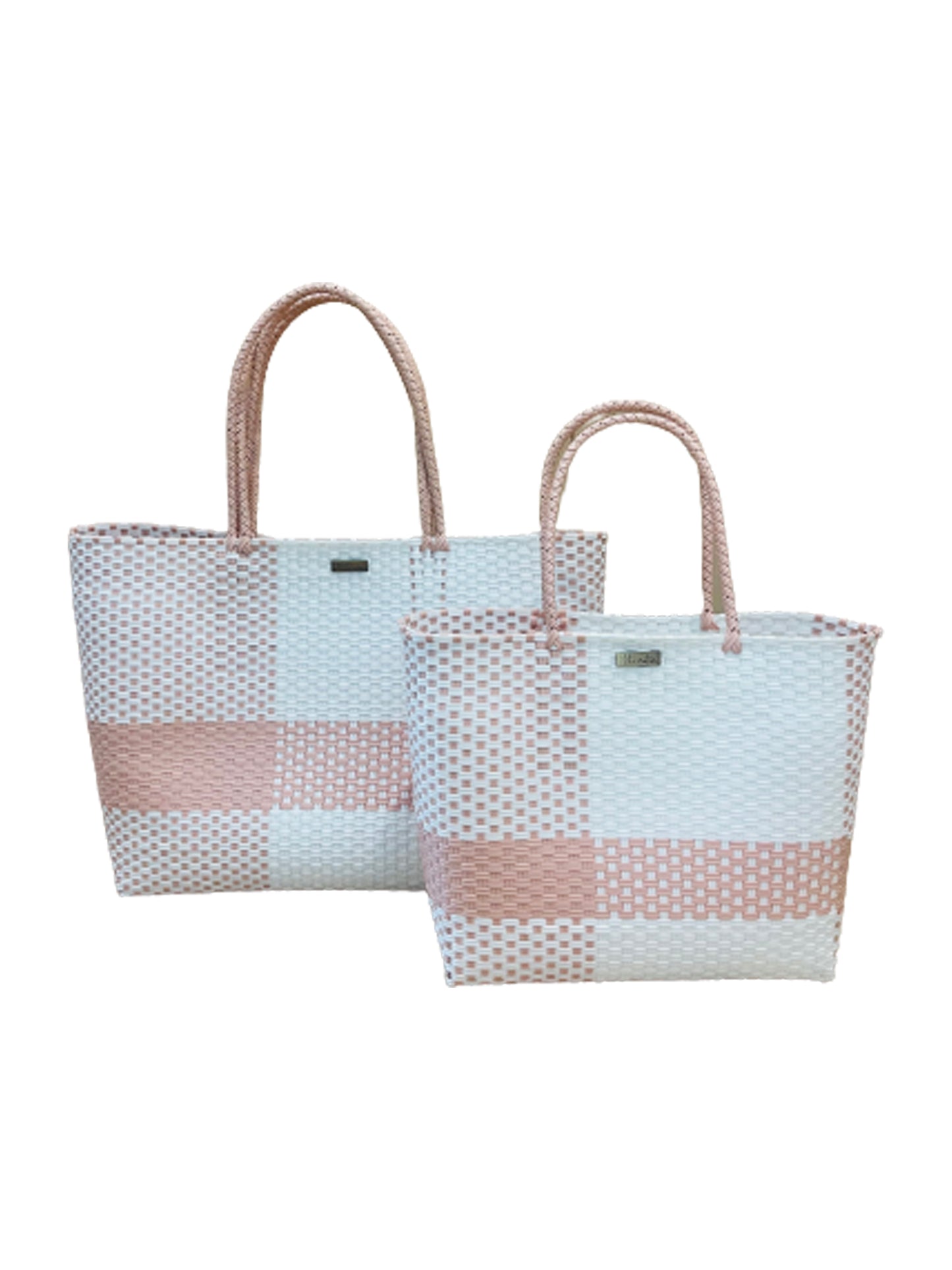 playa tote small and large pink and white