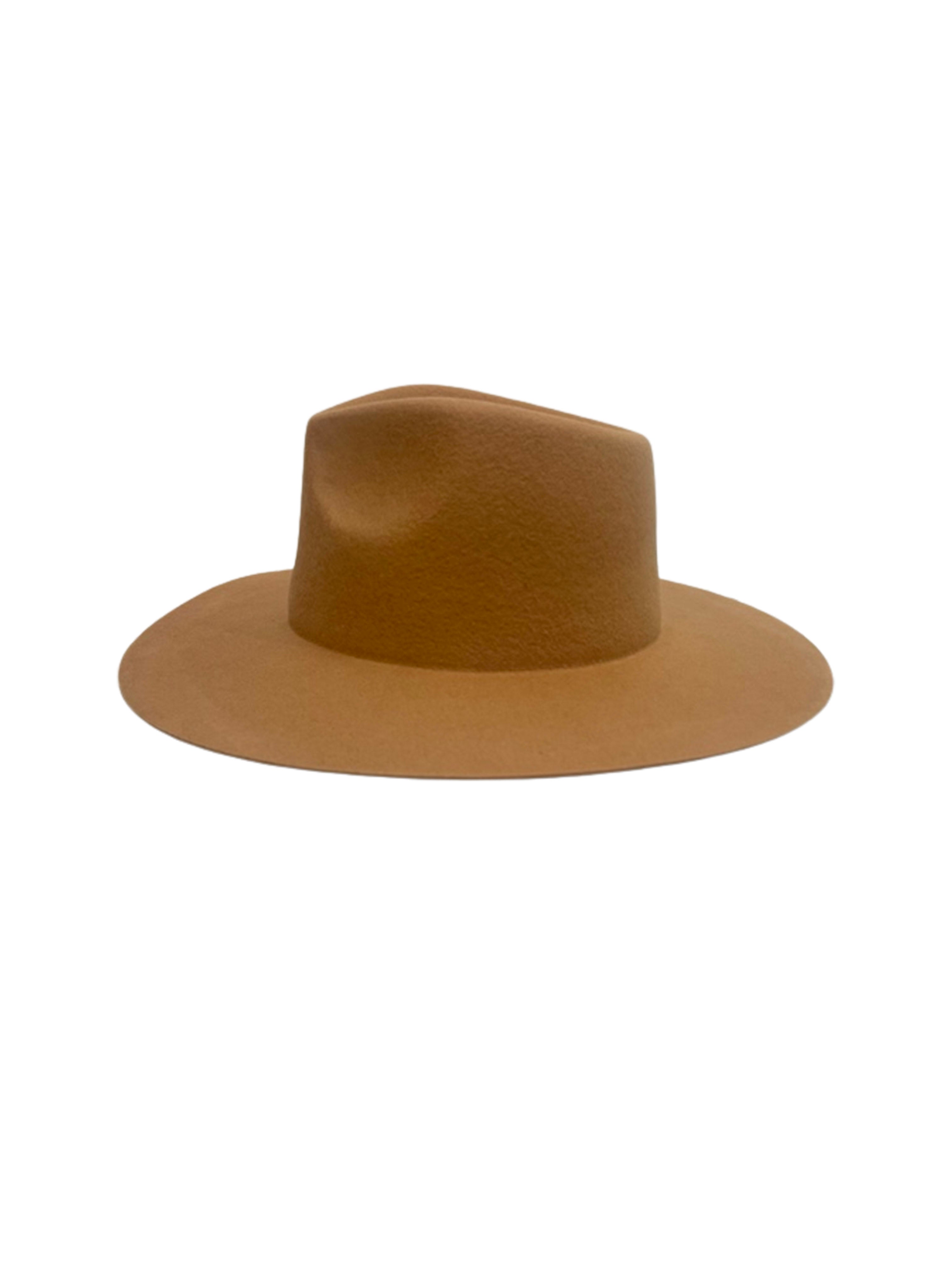 Light Brown Camel Rancher Teardrop Cream Tan Jacquard Ribbon Band Adjustable Hat Teak Rancher - Wool Felt Fedora Hat (Brown) | Lack of Color [US] main image 2