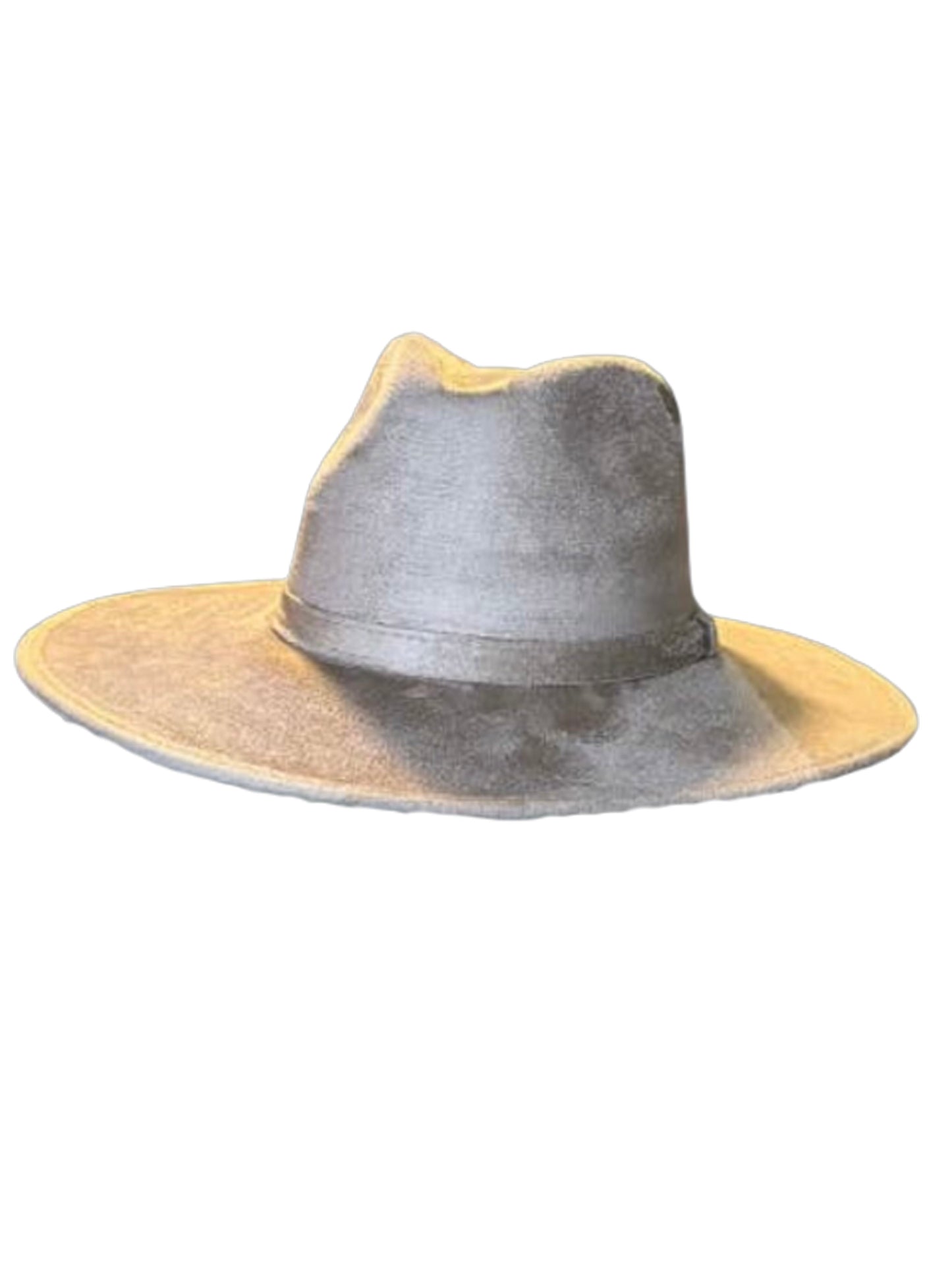 suede fedora hat gray