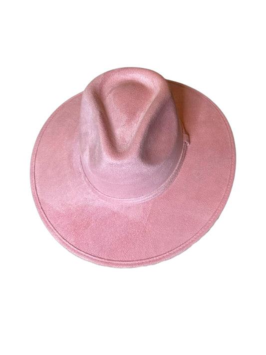 suede fedora hat pink