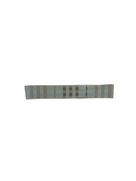 elastic hat band 1.5 inch blue and tan plaid