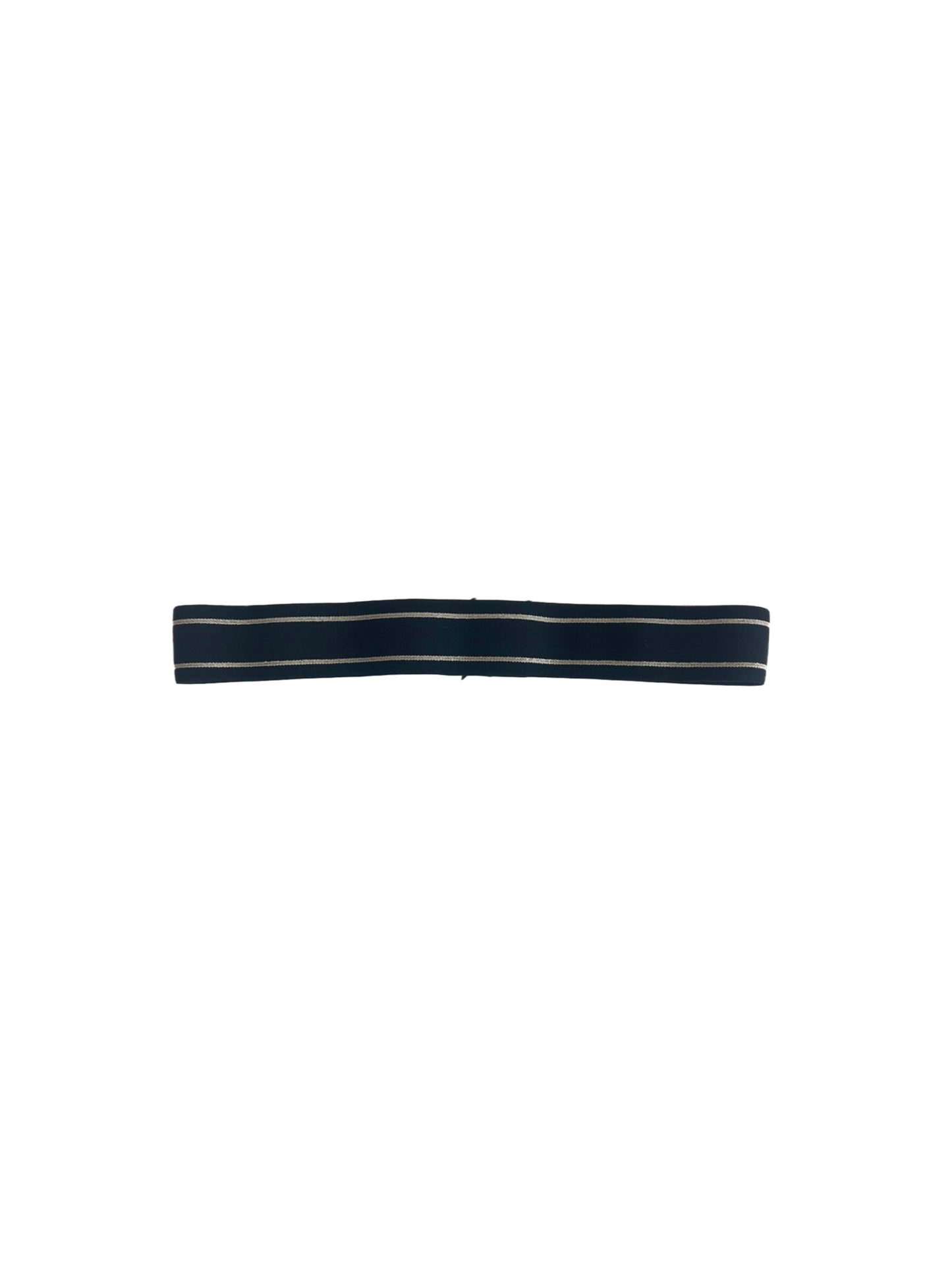 elastic hat band 1 inch black with two white stripes