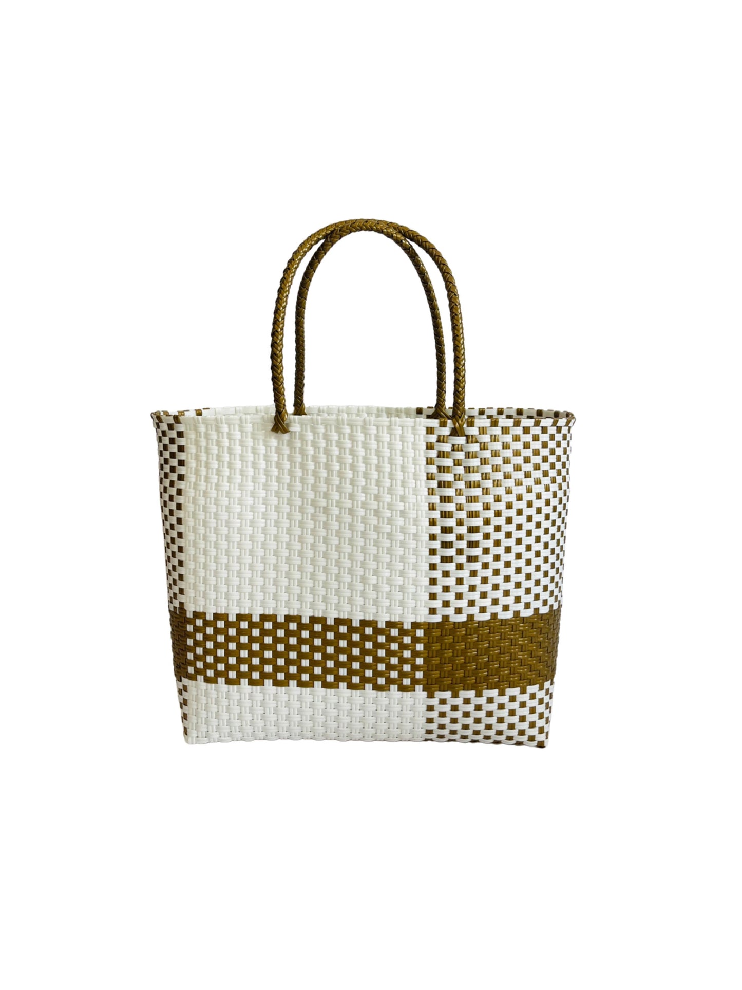 playa tote small Gold and white