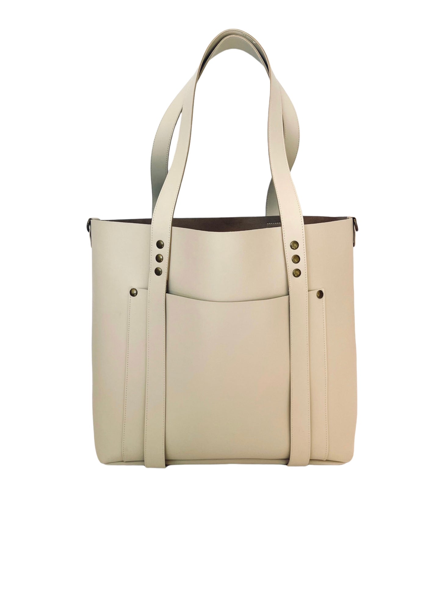 the everywhere tote ivory front no strap