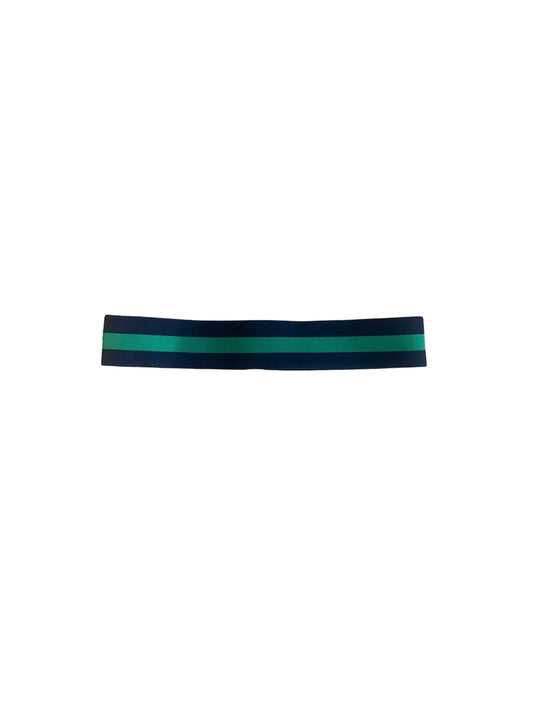 elastic hat band 1.5 inch green and navy stripe